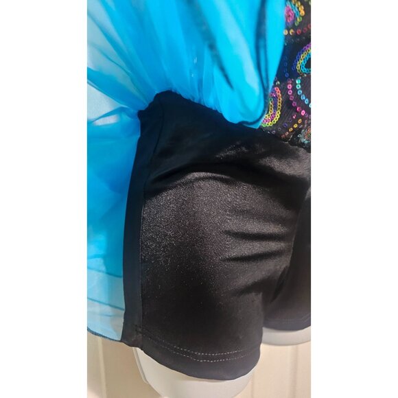 Adult Dance Costume Gallery Unitard Peacock Tutu Sparkly Blouson Jazz Tap Blue M - Picture 13 of 13